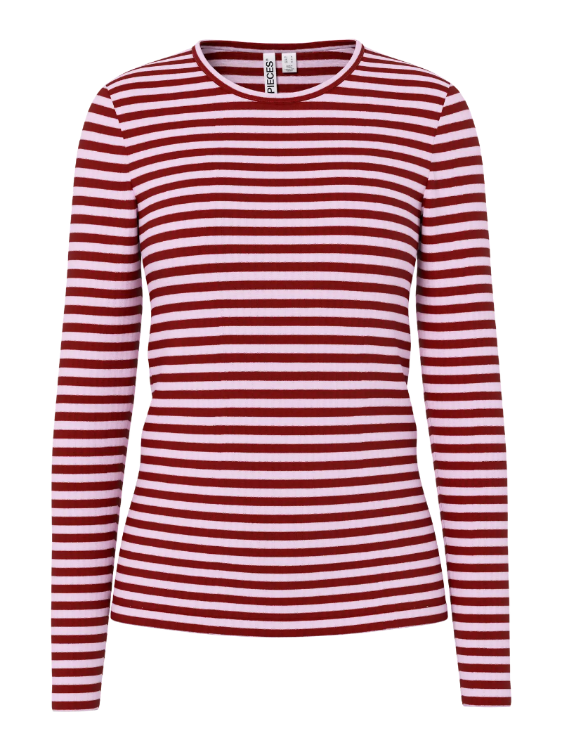 Pieces Laya Striped Top Red/Pink