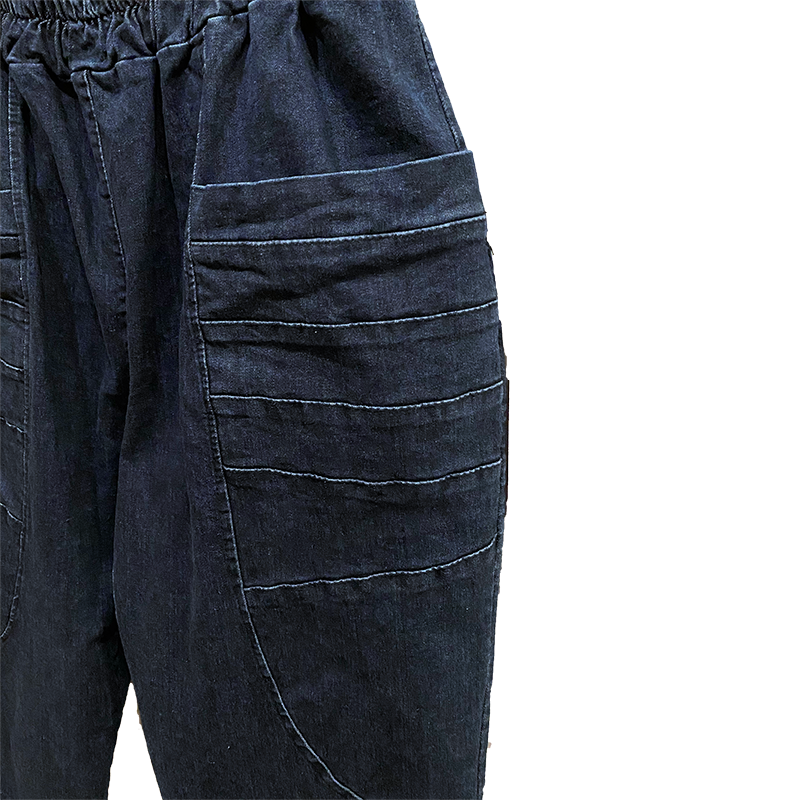 one size italian denim trouser with seam pocket detail