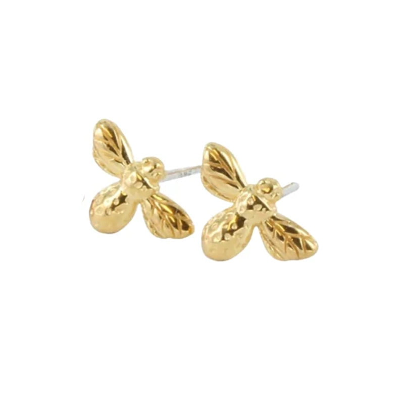 gold plated bee stud earrings