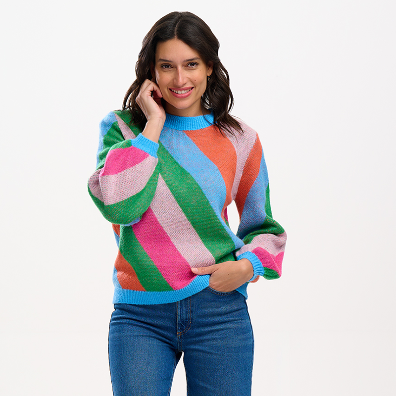 sugarhill rainbow diagonal striped jumper