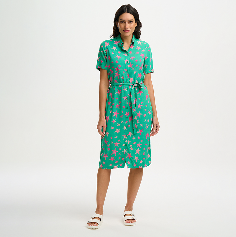 Sugarhill green dress with pink stars