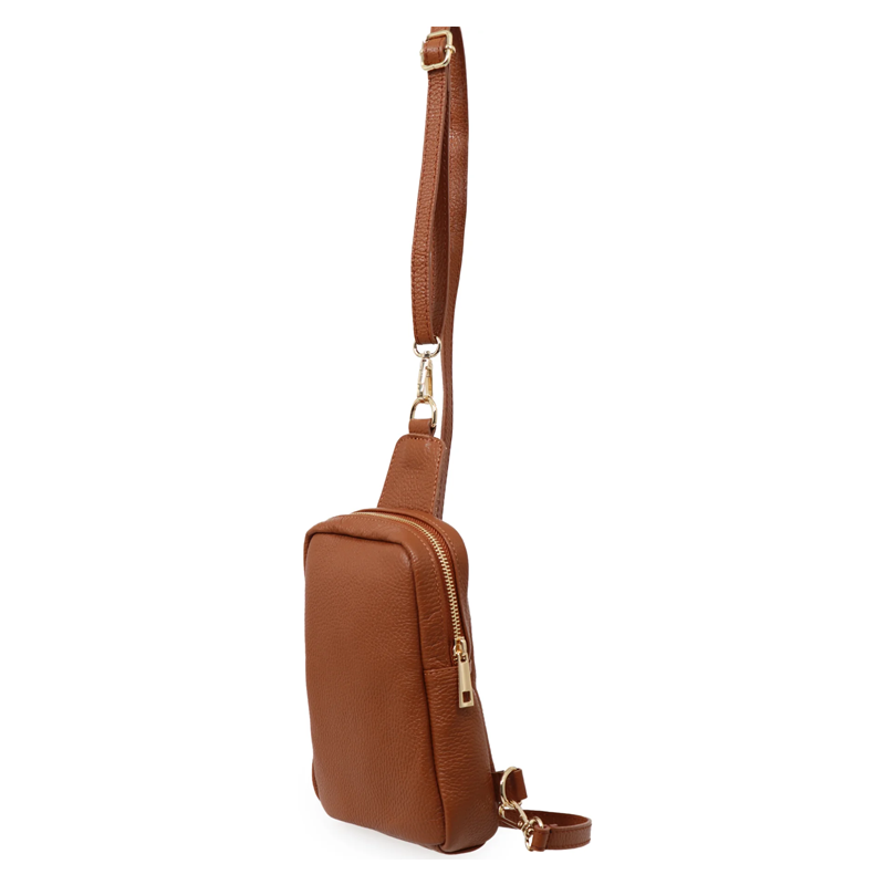 sling bag in tan leather
