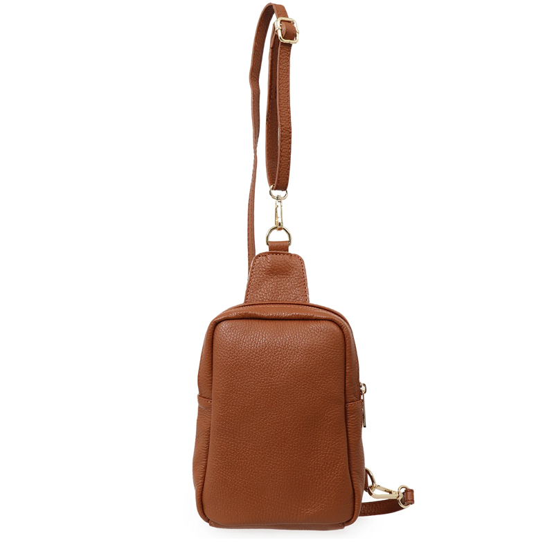 leather sling bag tan