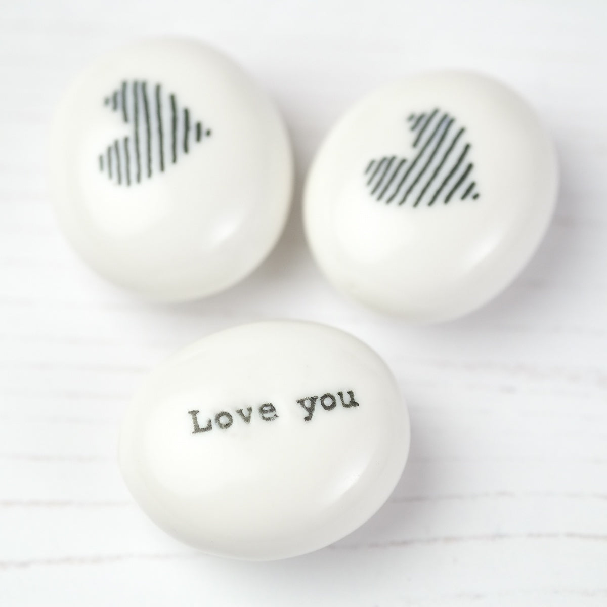 east of india porcelain keepsake pebble love you