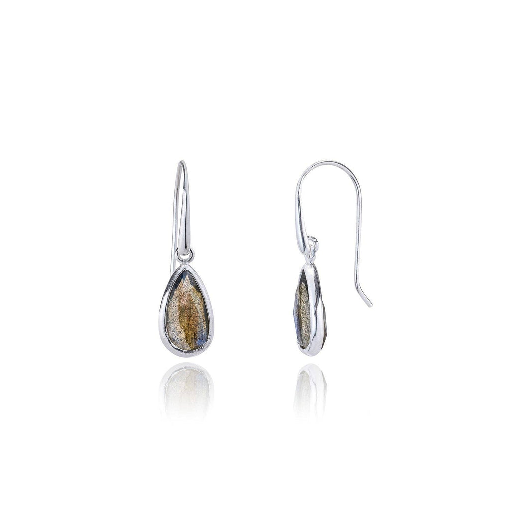 Simi Teardrop Gemstone Earrings: Silver: Labradorite