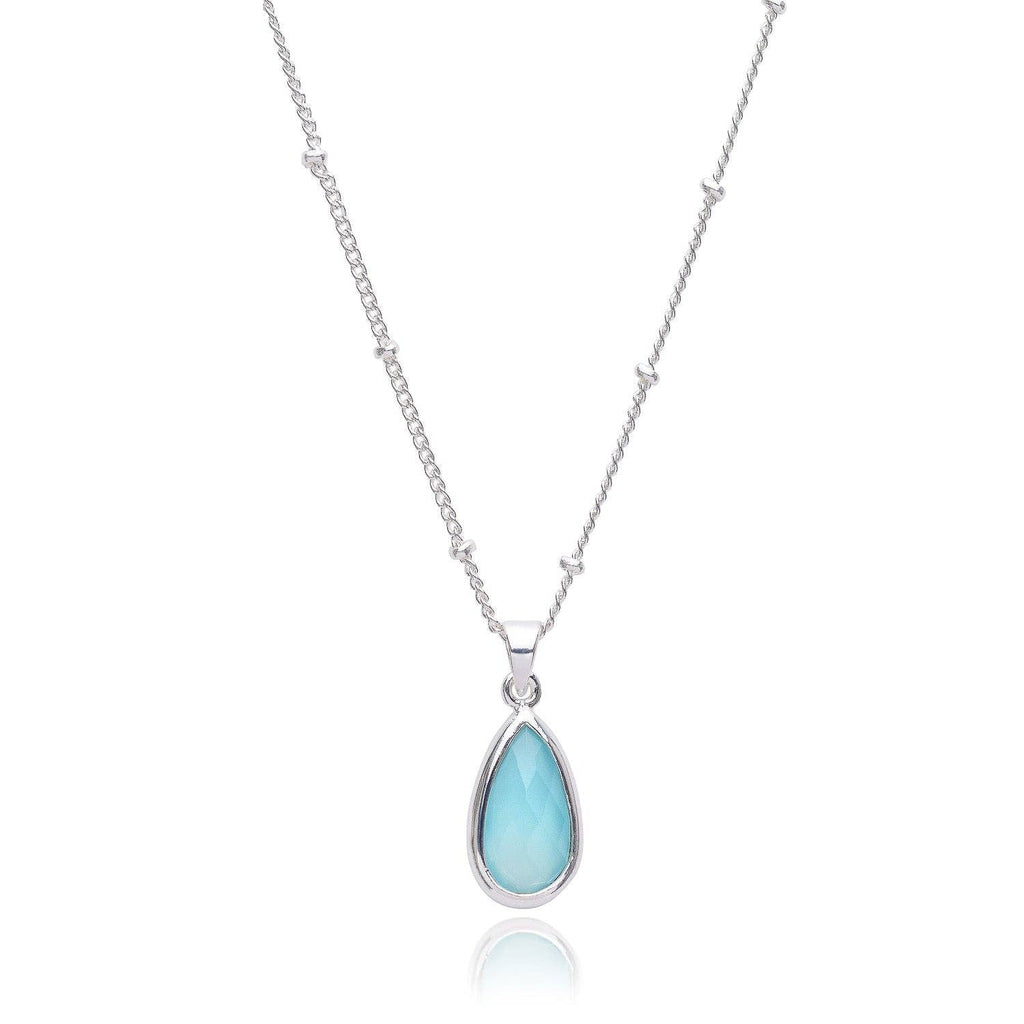 Azuni Simi Teardrop Gemstone Pendant: Silver: Aqua