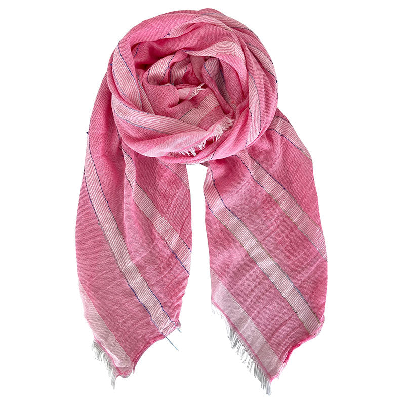 Black Colour UK Beverly Pink Striped Scarf