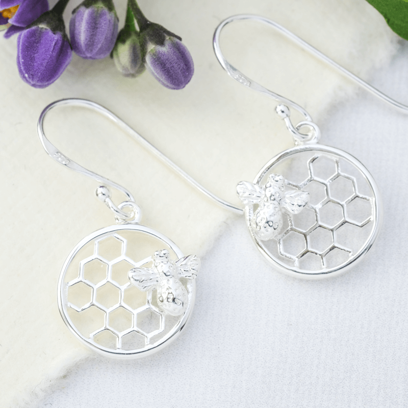 honeycomb earrings silver