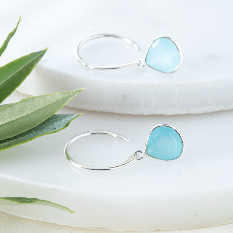 pear drop aqua earrings