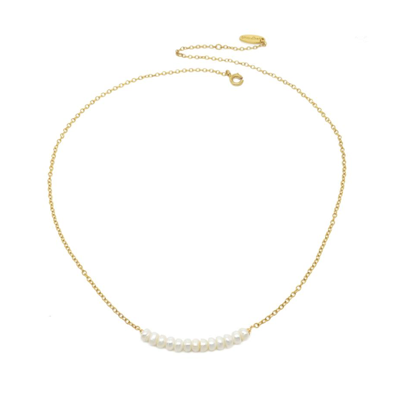 FRESHWATER PEARL NECKLACE WITH A ROW OF PEARLS IN A GOLD CHAIN