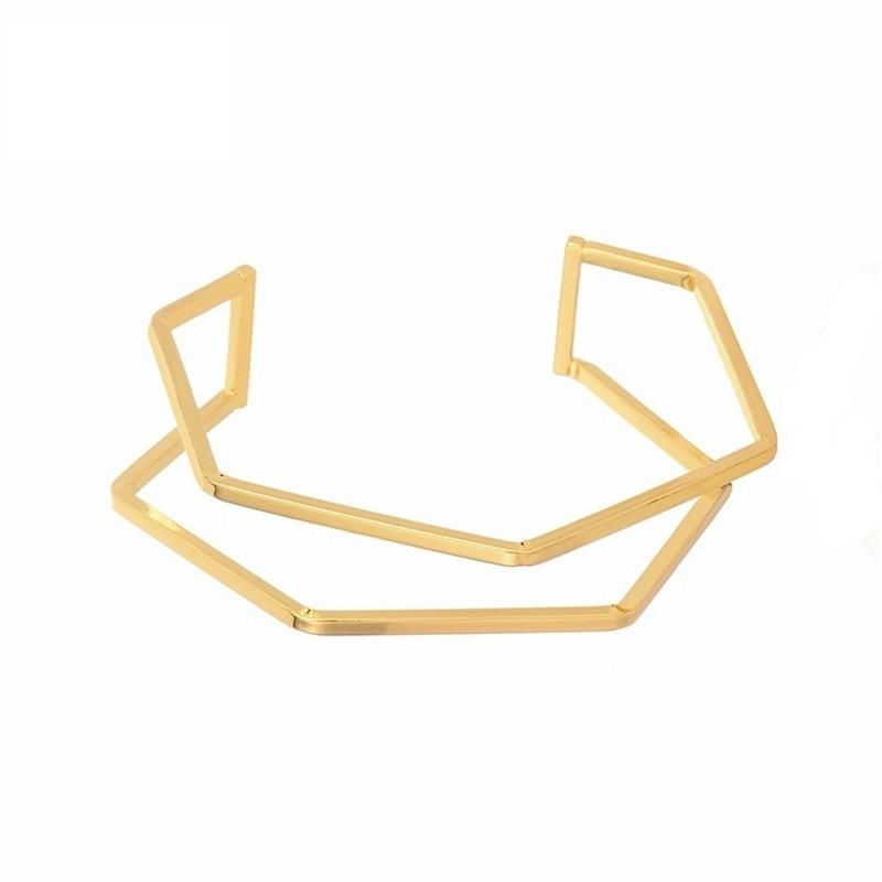 Gold hexagon bangle cuff