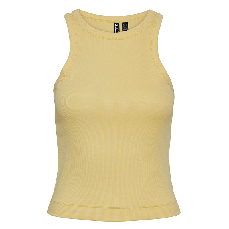 Pieces yellow vest top for women Taya cropped top