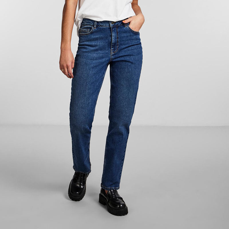 womens high waist straight leg jeans blue