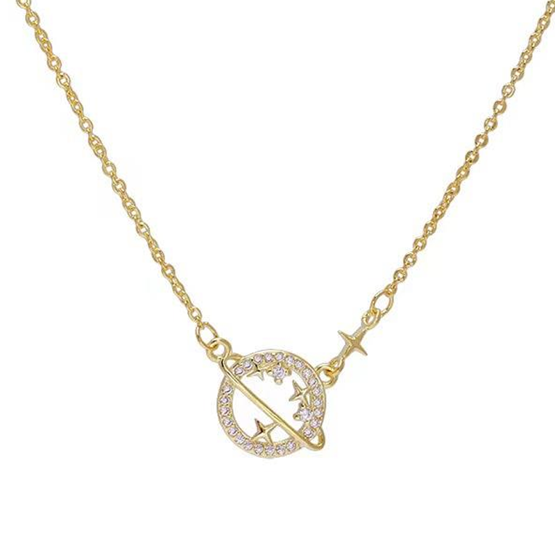 White Leaf gold galaxy necklace