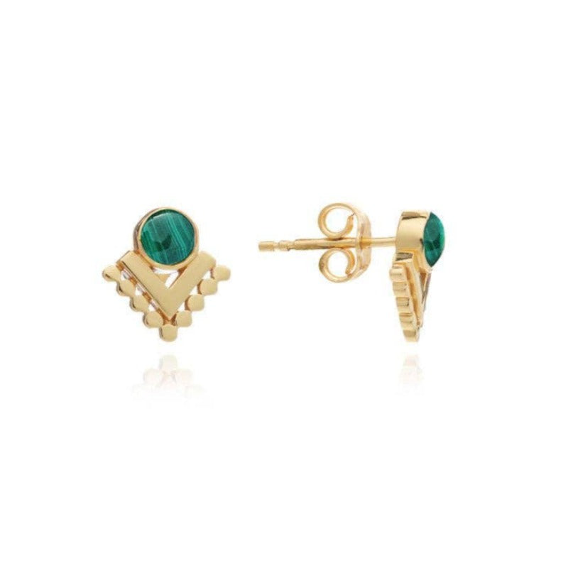 AZUNI ETRUSCA STUDS IN MALACHITE