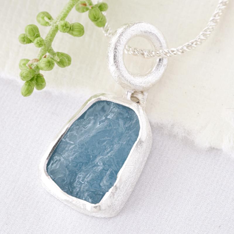 Aquamarine raw stone  necklace