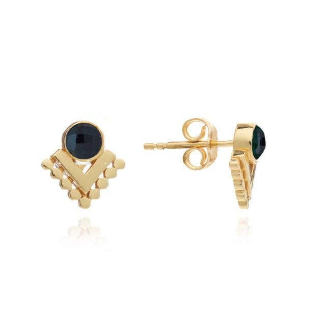 AZUNI ETRUSCA BLACK ONYX AND GOLD EARRINGS