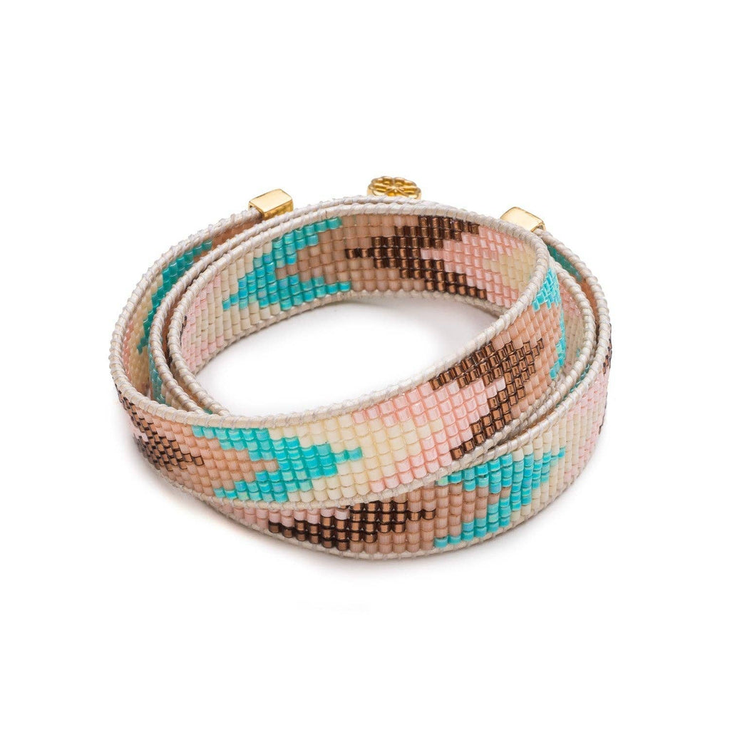 Mari Leather Bead Wrap Bracelet: Concha