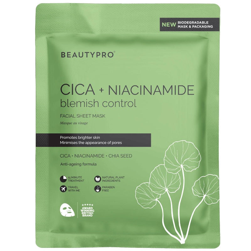 BEAUTYPRO CICA AND NIACINAMIDE FACIAL SHEET MASK