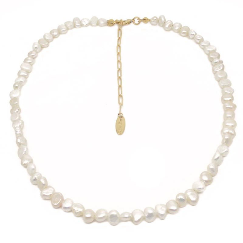WHITE LEAF FRESHWATER PEARL CHOKER NECKLACE