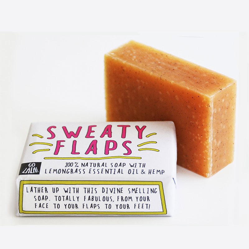 sweaty flaps novelty soap bar, vegan soap bar