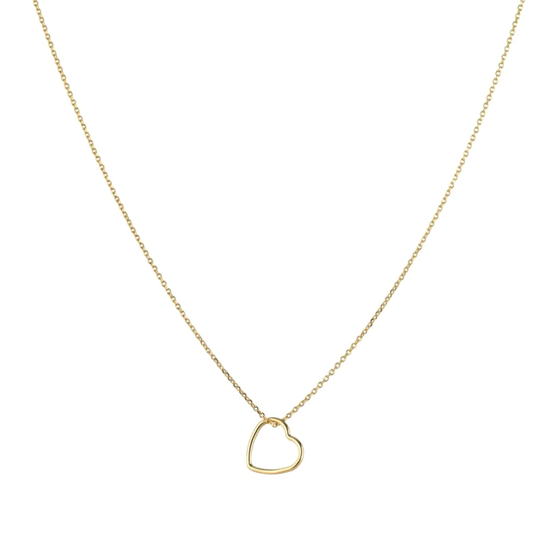 gold heart necklace fine chain