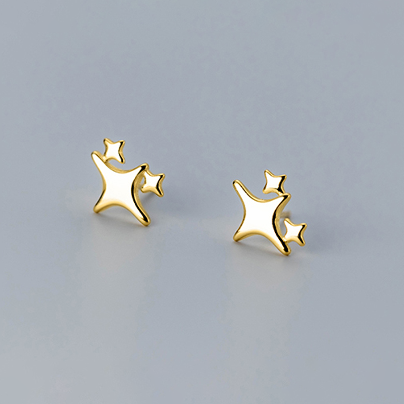 gold sparkle star earrings