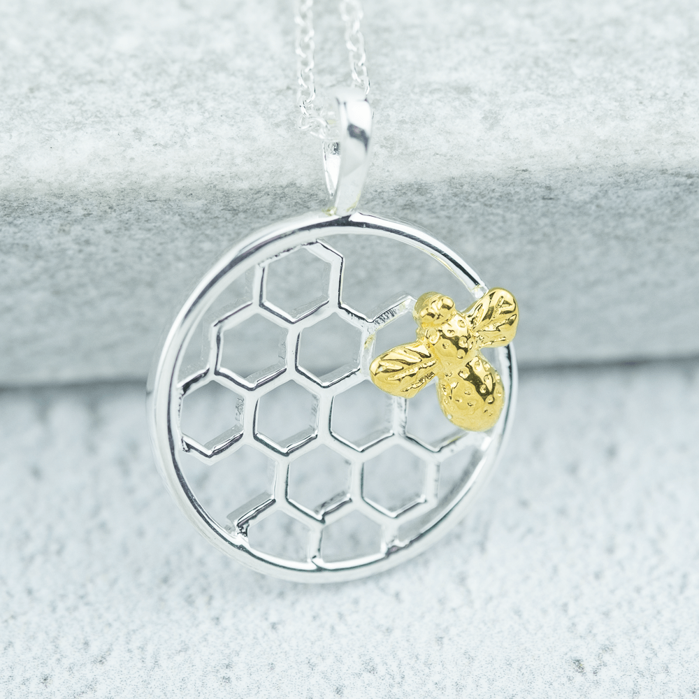 honeycomb bee necklace