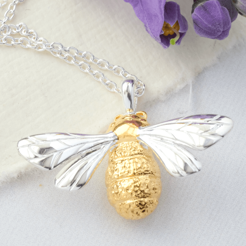 Queen Bee Necklace Silver & Gold Plated