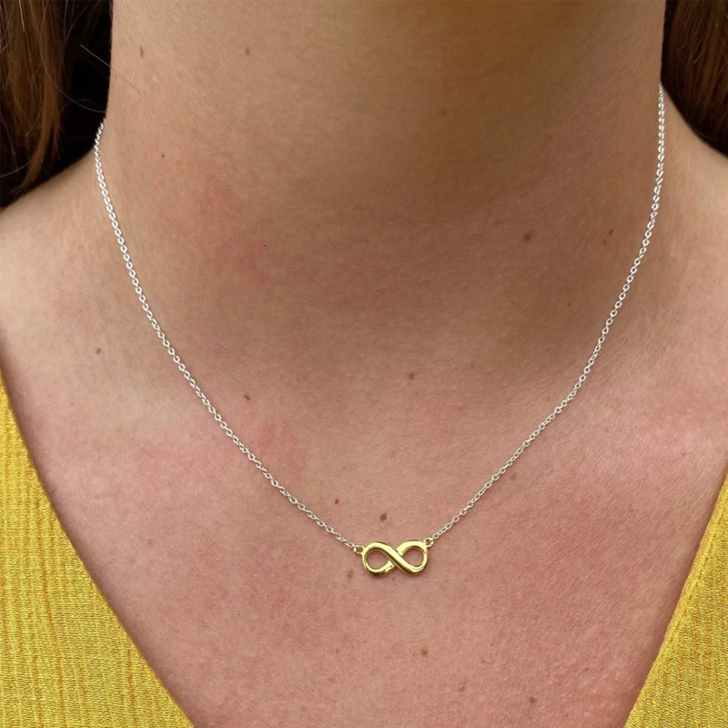 silver infinity necklace with gold