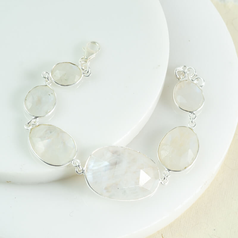 chunky moonstone bracelet silver