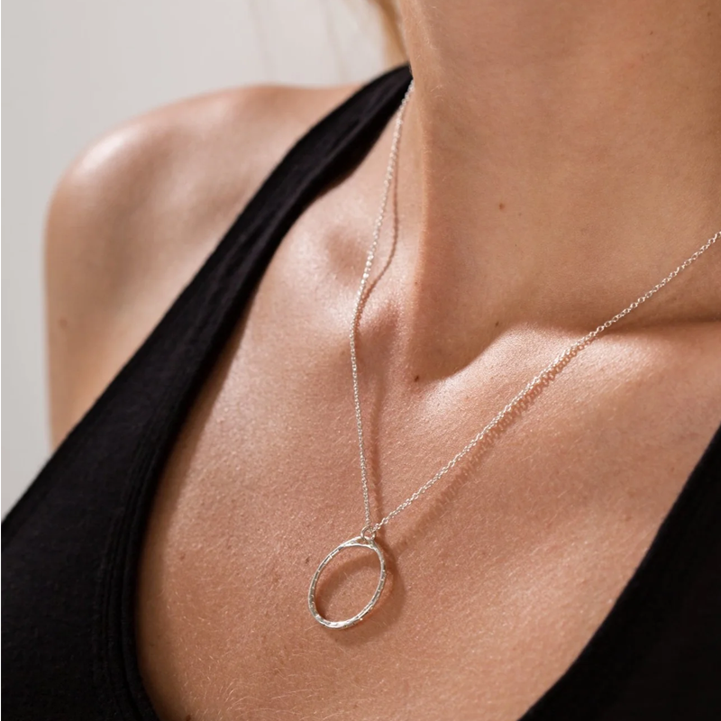silver hoop pendant necklace one & eight