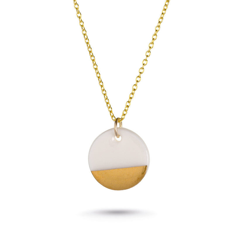 One And Eight Porcelain Necklace White and gold, Bournemouth stockists