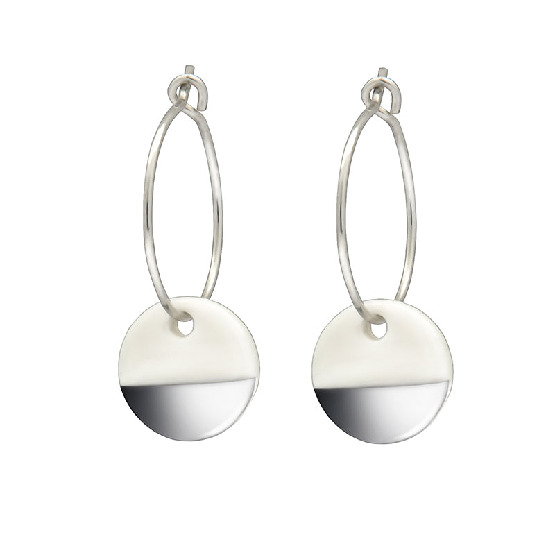 Porcelain earrings silver by One & Eight handmade jewellery