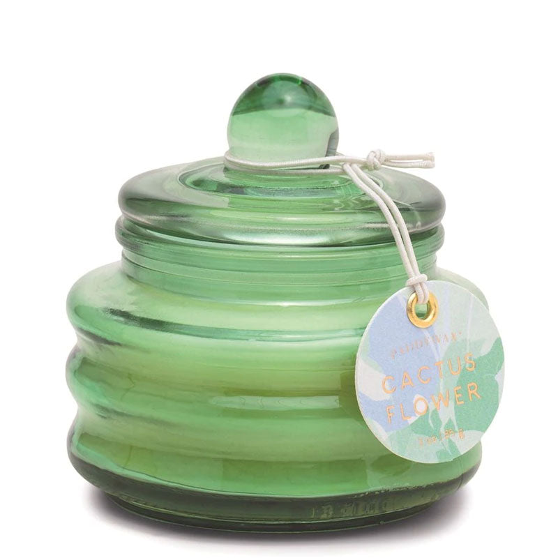 green glass jar candle cactus flower