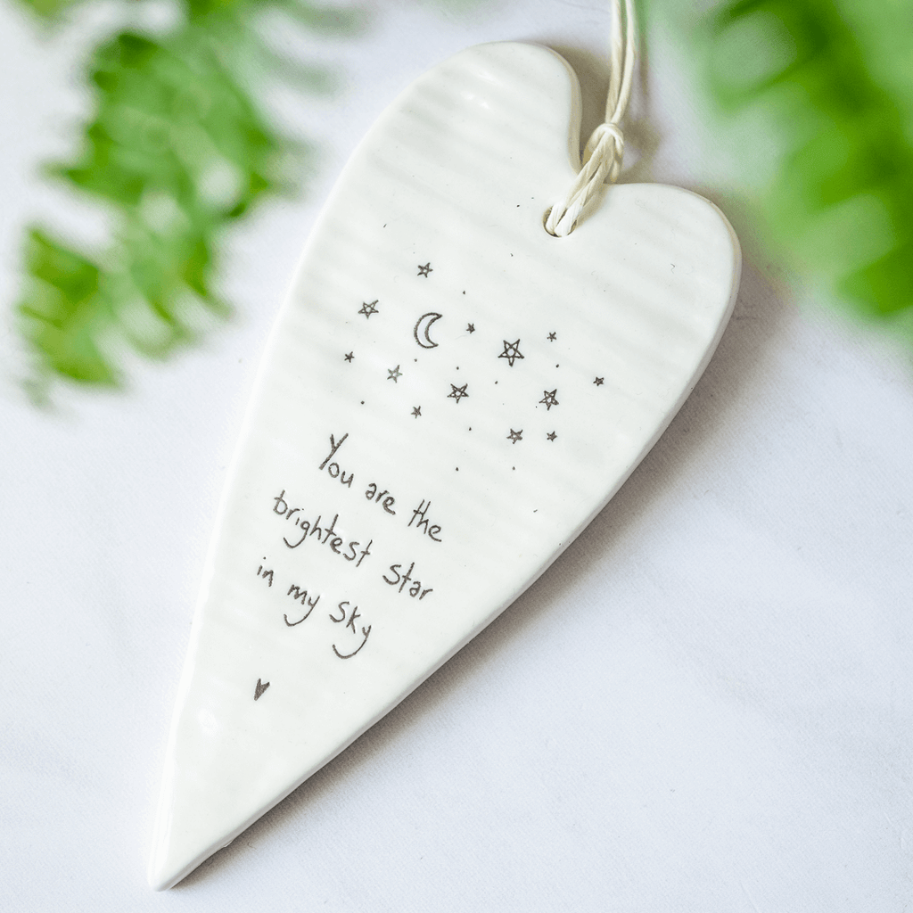 hanging heart gift bright star quote