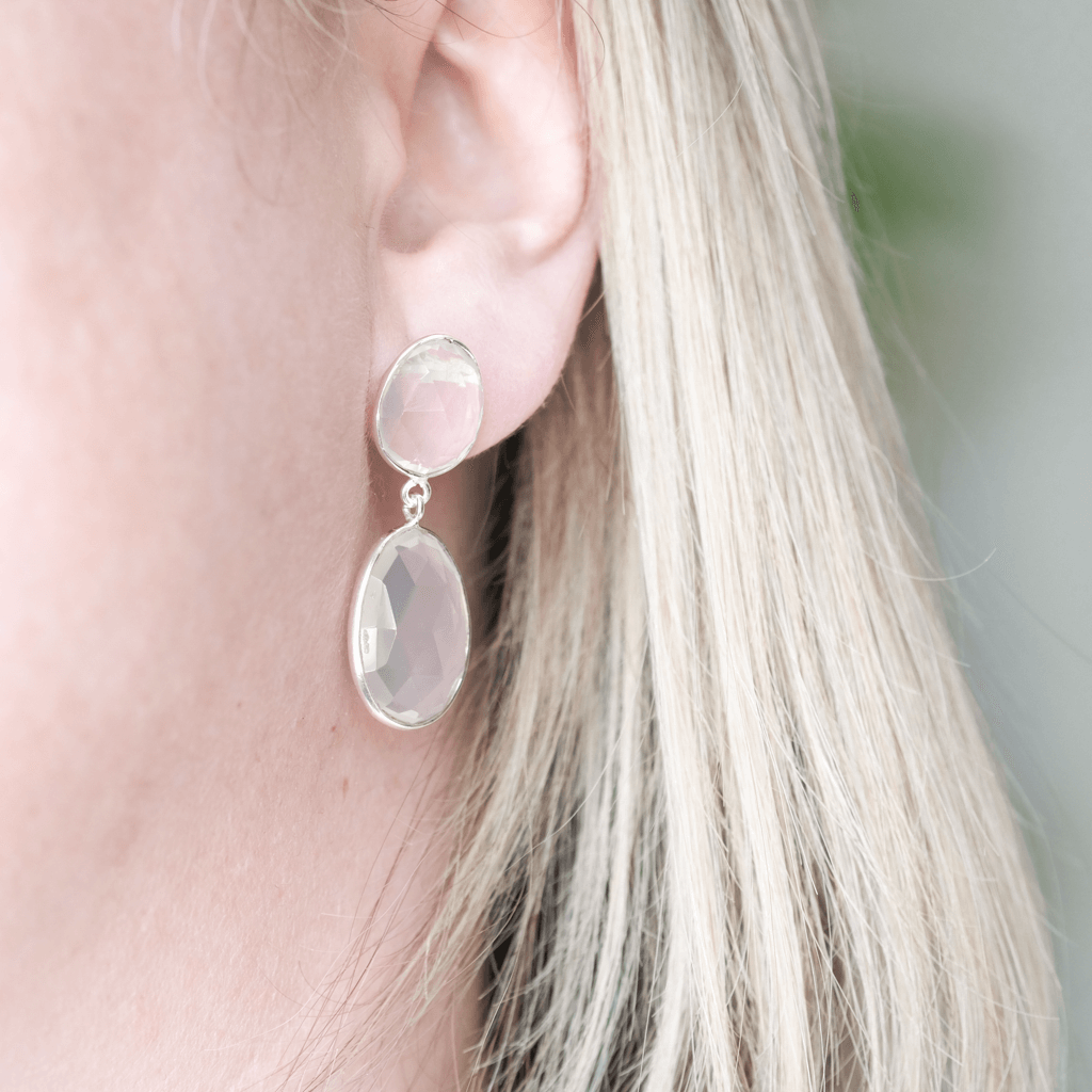 drop stud earrings rose quartz