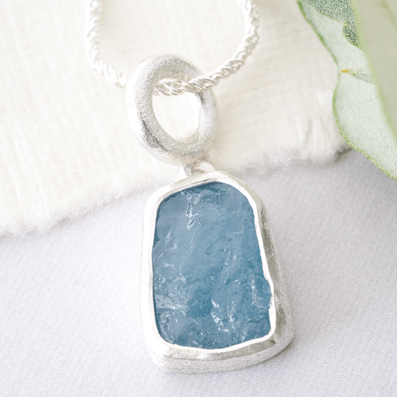 rough gemstone necklace aquamarine