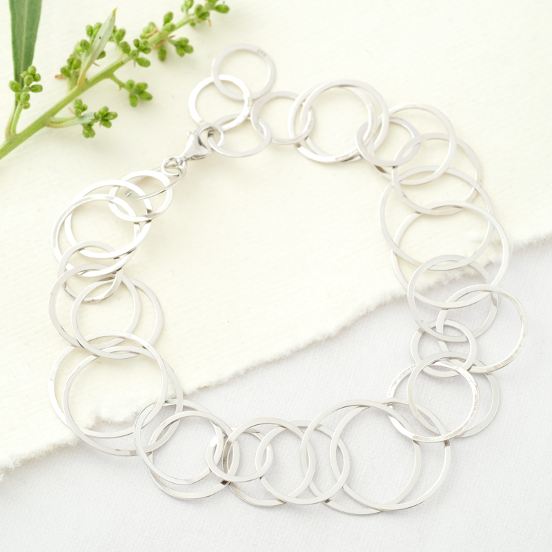 silver bracelet of rings