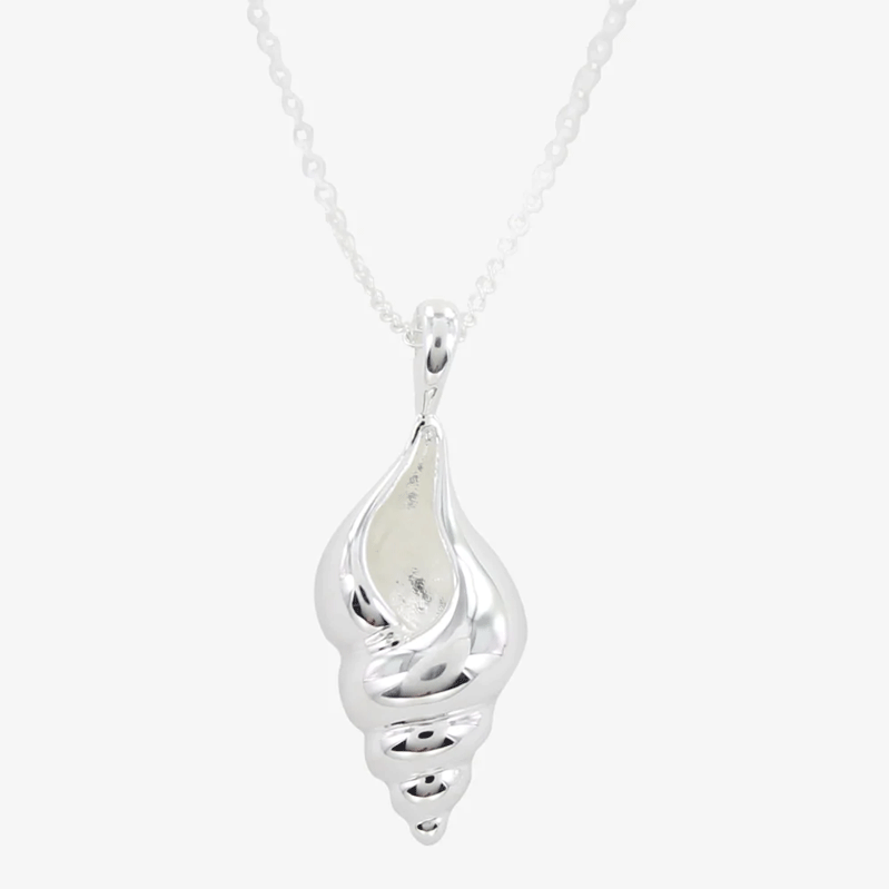 silver conch shell necklace