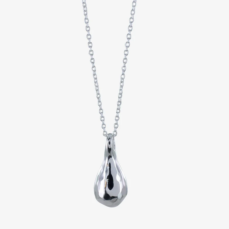 Silver teardrop pendant necklace